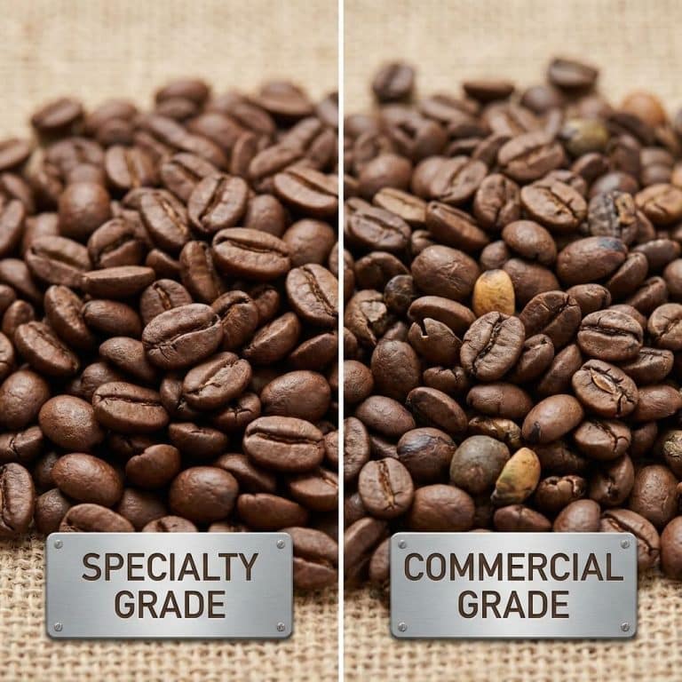 Commercial vs Premium grade roasted coffee