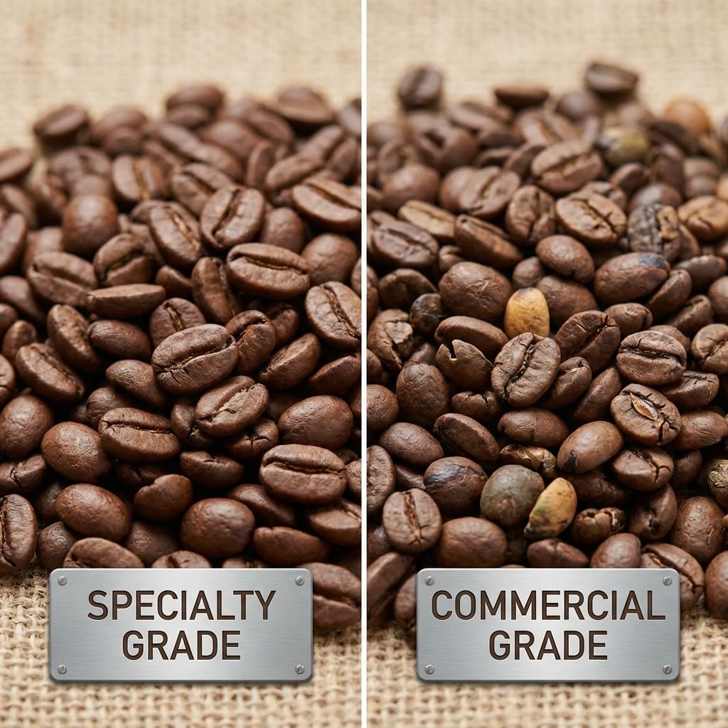 Commercial vs Premium grade roasted coffee